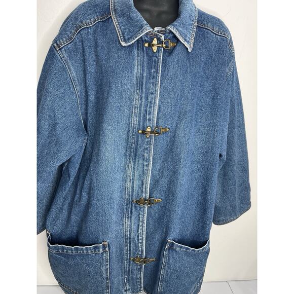 Vintage 90s Summit Hill Flannel Lined Denim Jacket Chore Barn Coat Woman’s 2XL - Picture 3 of 10